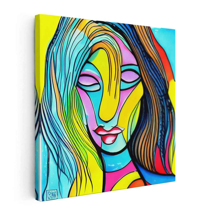 Spectrum of Identity: Colorful Modernist Portrait on Canvas