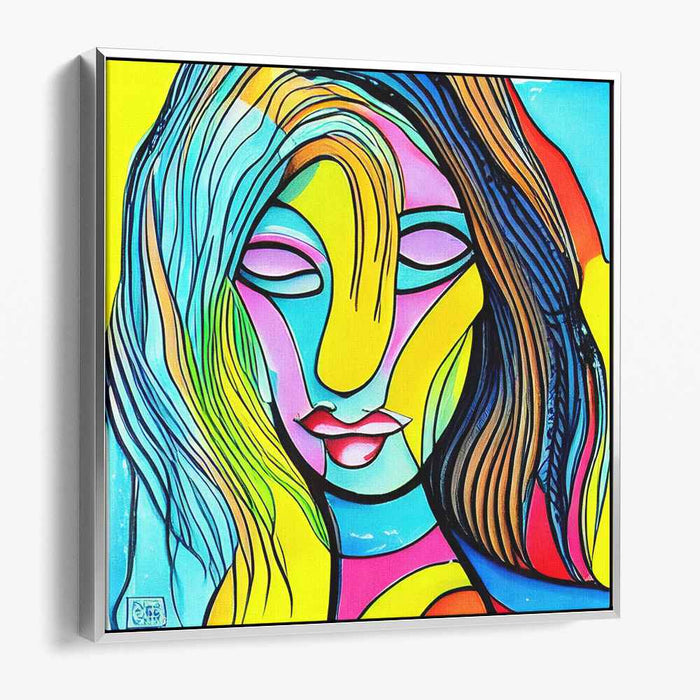 Spectrum of Identity: Colorful Modernist Portrait on Canvas