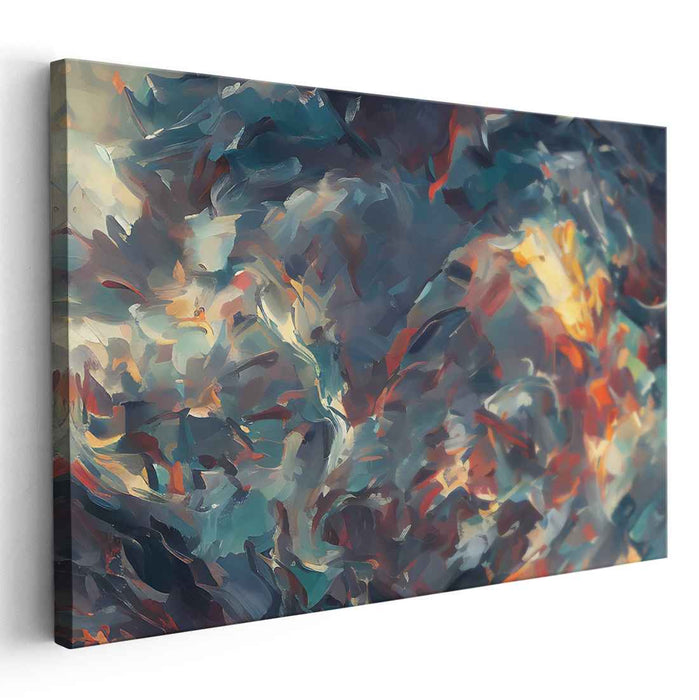 Tide Pool Reverie: Abstract Expressionist Blue and Orange Canvas Art Print