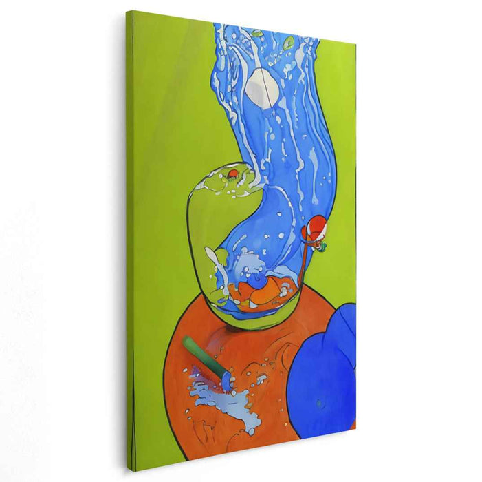 Splashing Whimsy: Vibrant Pop Art Vase and Water Canvas