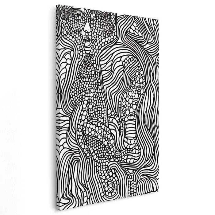 Pixelated Echoes: Abstract Black and White Human Form Canvas Art