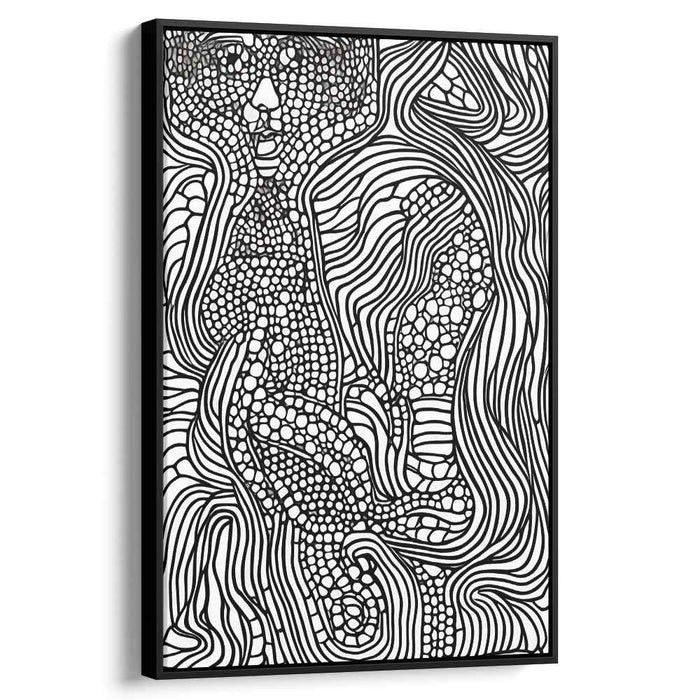 Pixelated Echoes: Abstract Black and White Human Form Canvas Art