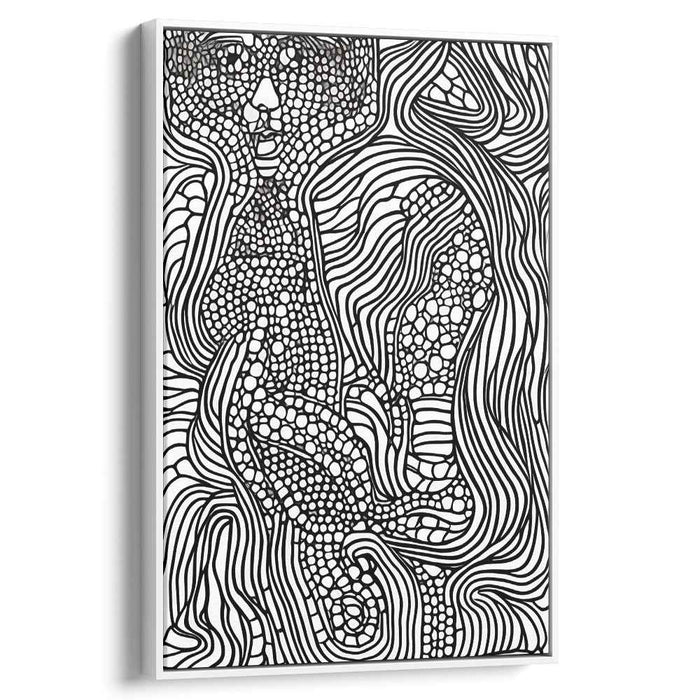 Pixelated Echoes: Abstract Black and White Human Form Canvas Art