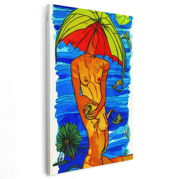Twilight Whispers: Abstract Nude with Nature Elements Canvas Art Print