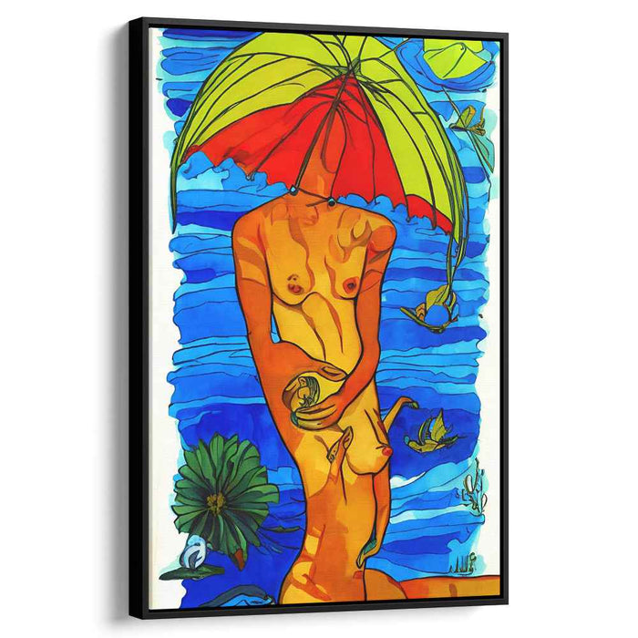Twilight Whispers: Abstract Nude with Nature Elements Canvas Art Print