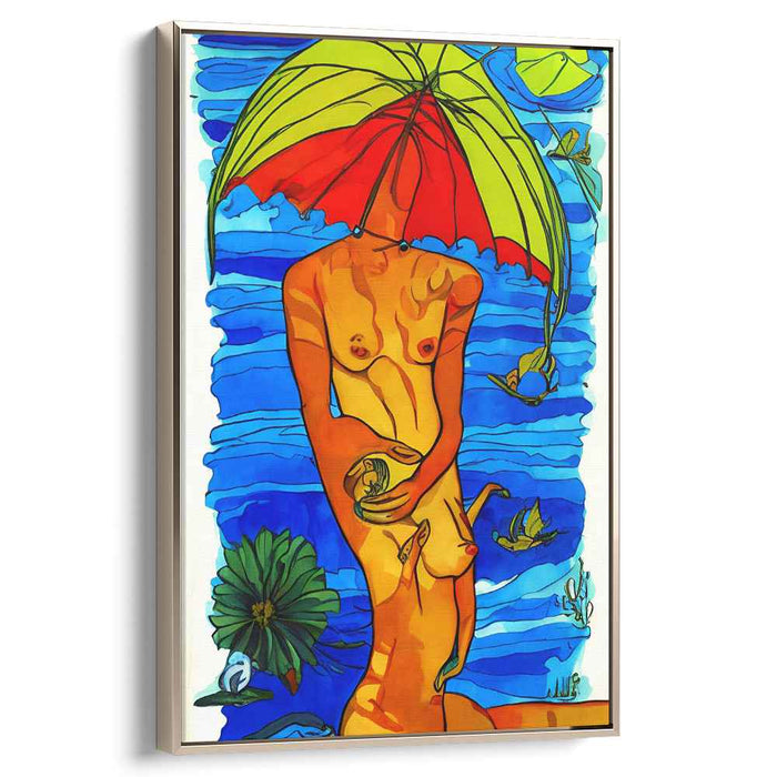 Twilight Whispers: Abstract Nude with Nature Elements Canvas Art Print