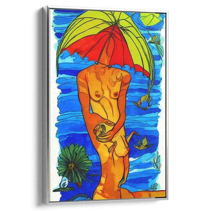 Twilight Whispers: Abstract Nude with Nature Elements Canvas Art Print