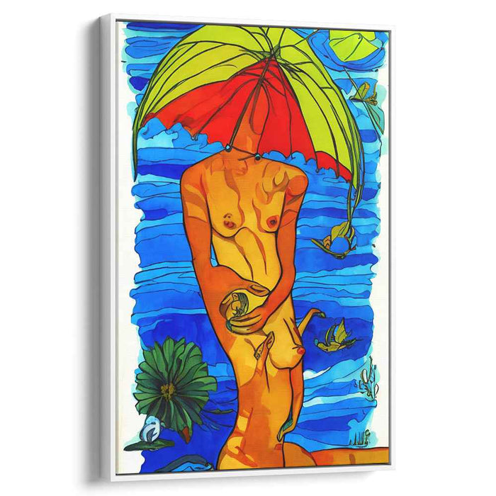 Twilight Whispers: Abstract Nude with Nature Elements Canvas Art Print