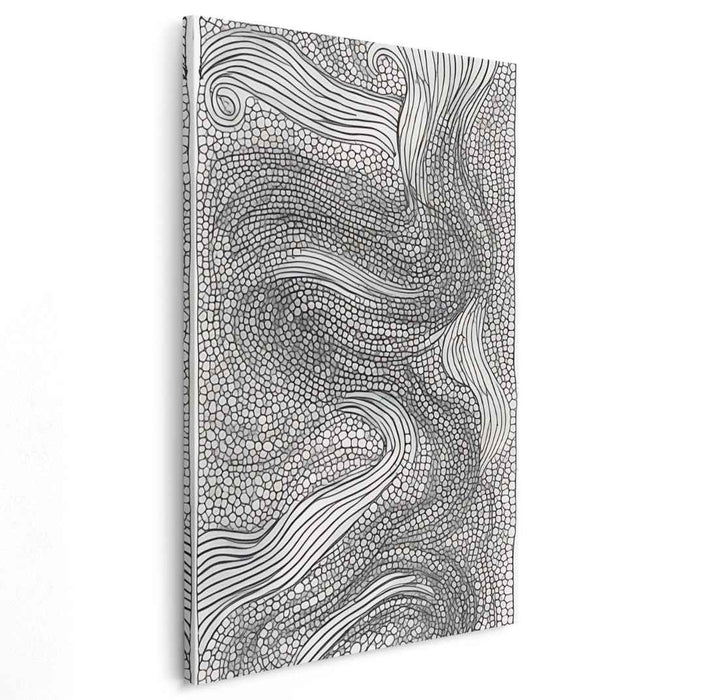 Monochromatic Complexity: Intricate Black and White Abstract Canvas Art Print