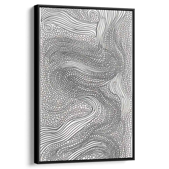 Monochromatic Complexity: Intricate Black and White Abstract Canvas Art Print