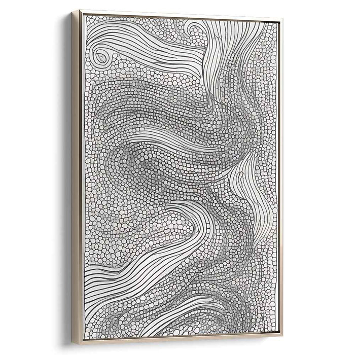 Monochromatic Complexity: Intricate Black and White Abstract Canvas Art Print
