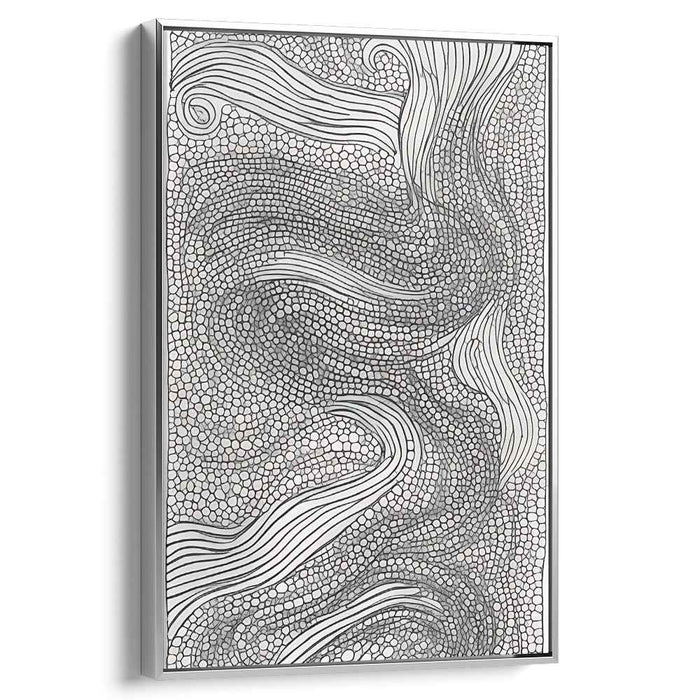 Monochromatic Complexity: Intricate Black and White Abstract Canvas Art Print
