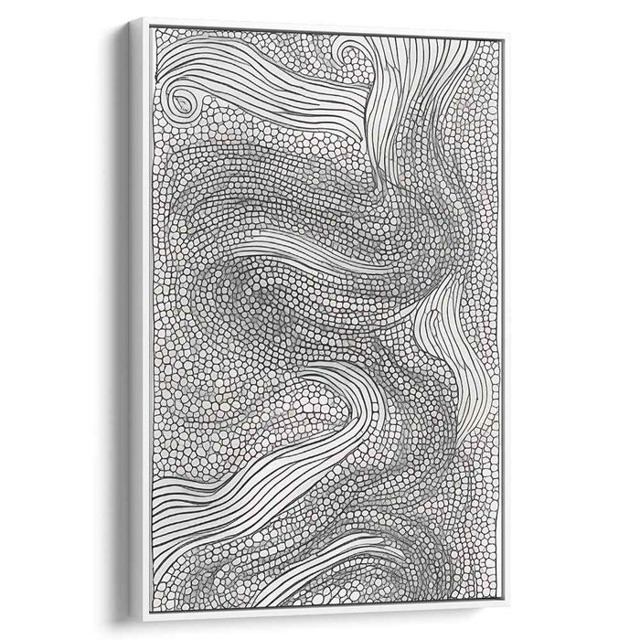 Monochromatic Complexity: Intricate Black and White Abstract Canvas Art Print