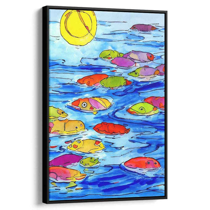 Sunlit Waters: Playful Fish in a Colorful Sea Canvas Art Print