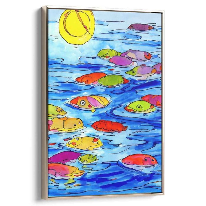Sunlit Waters: Playful Fish in a Colorful Sea Canvas Art Print