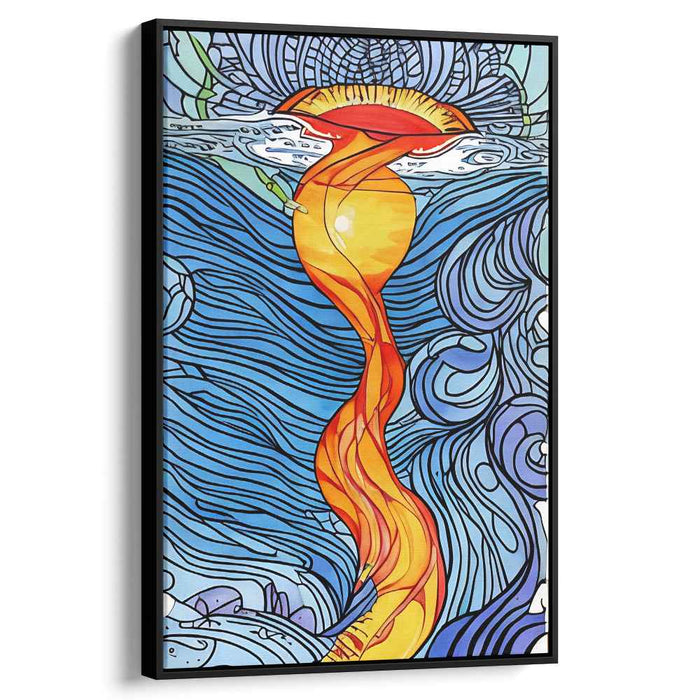 Electric Dreamscape Fusion: Abstract Expressionist Vibrant Orange and Blue Canvas Art