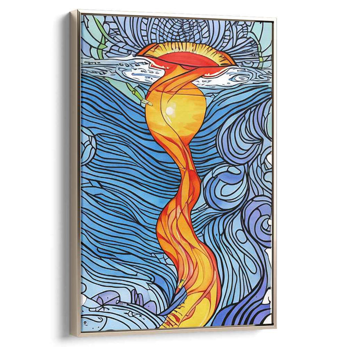 Electric Dreamscape Fusion: Abstract Expressionist Vibrant Orange and Blue Canvas Art