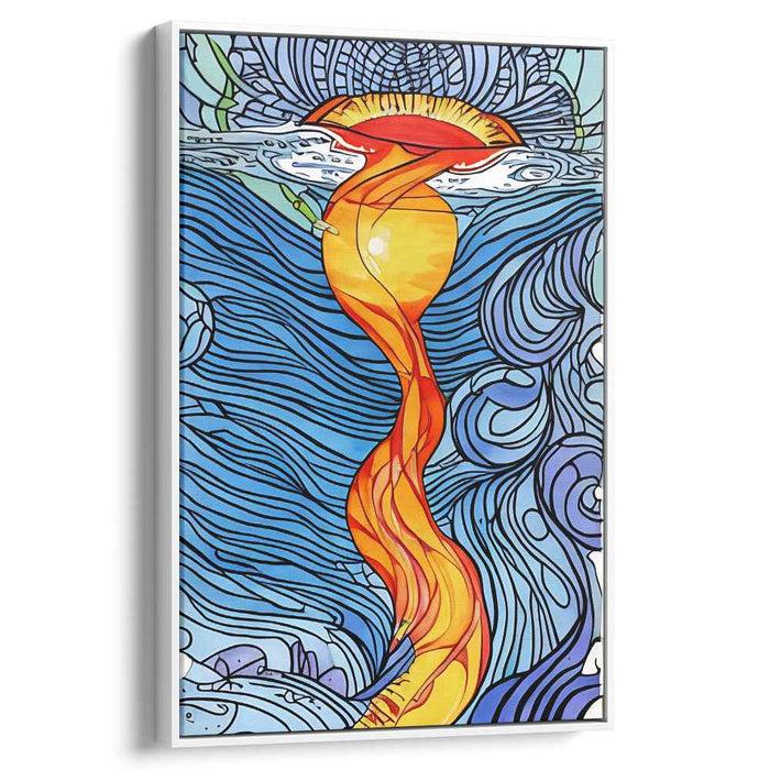 Electric Dreamscape Fusion: Abstract Expressionist Vibrant Orange and Blue Canvas Art