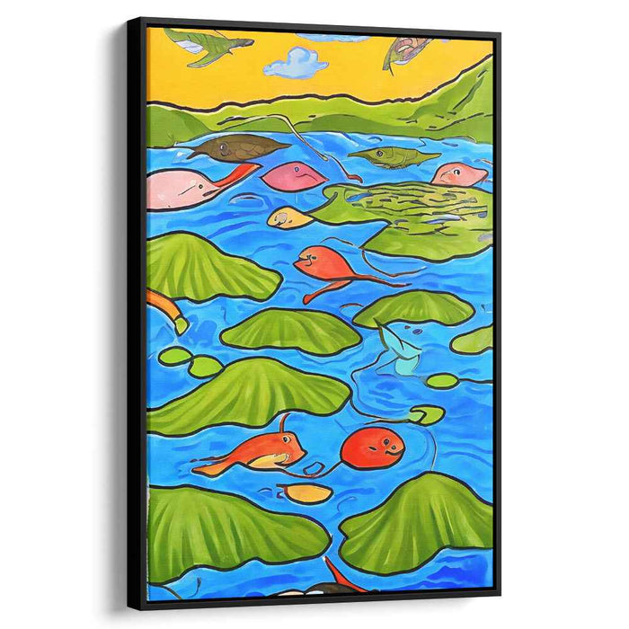 Whimsical Underwater Wonderland: Colorful Fish and Lily Pads Canvas Art Print