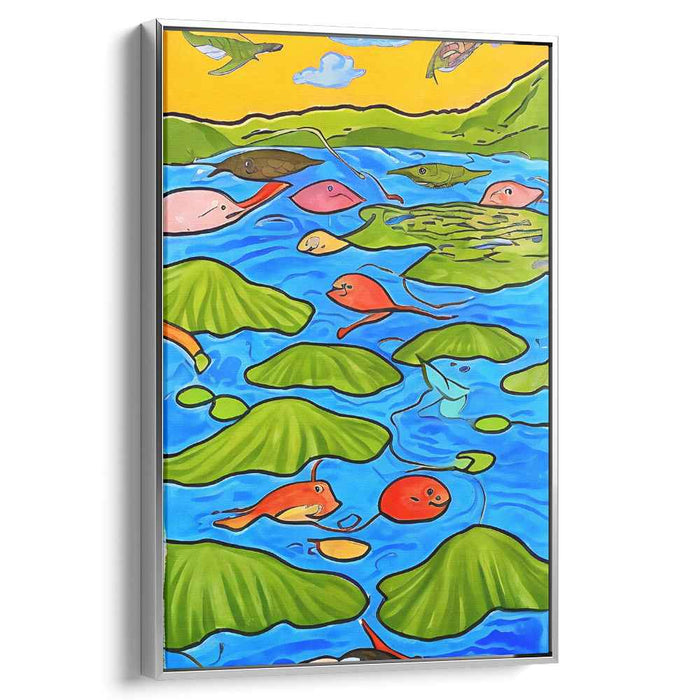 Whimsical Underwater Wonderland: Colorful Fish and Lily Pads Canvas Art Print