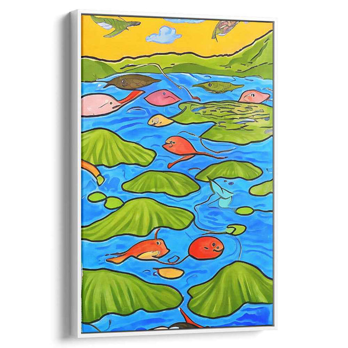 Whimsical Underwater Wonderland: Colorful Fish and Lily Pads Canvas Art Print