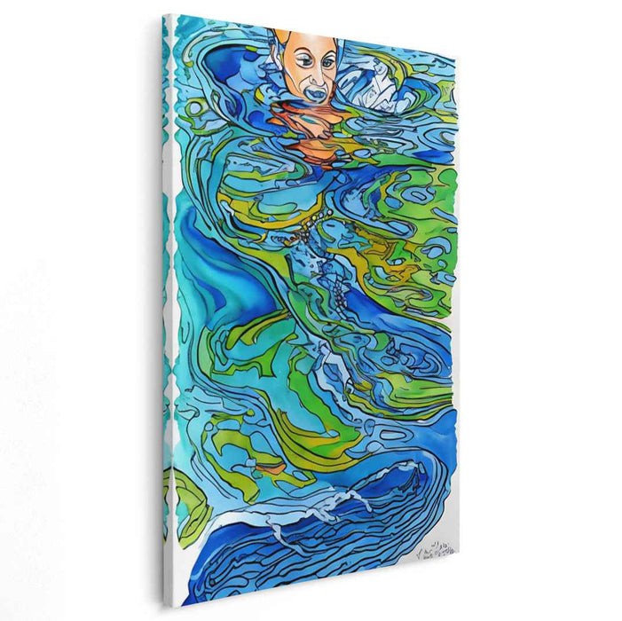 Serene Submersion: Contemporary Realism and Abstract Expressionism Watercolor Art