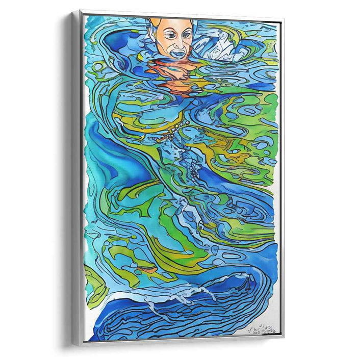 Serene Submersion: Contemporary Realism and Abstract Expressionism Watercolor Art