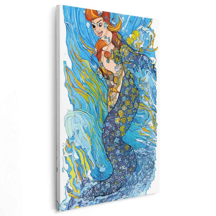 Enchanted Waters: Art Nouveau Mermaid Fantasy Canvas Art Print