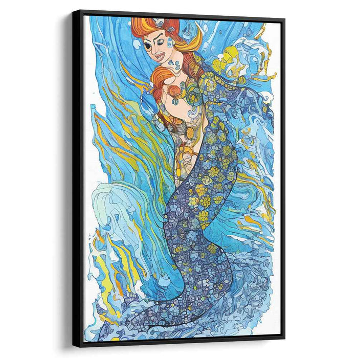 Enchanted Waters: Art Nouveau Mermaid Fantasy Canvas Art Print