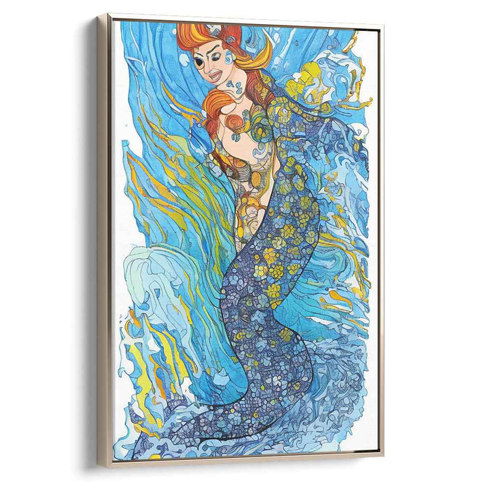 Enchanted Waters: Art Nouveau Mermaid Fantasy Canvas Art Print