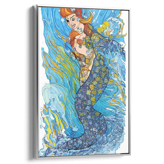 Enchanted Waters: Art Nouveau Mermaid Fantasy Canvas Art Print