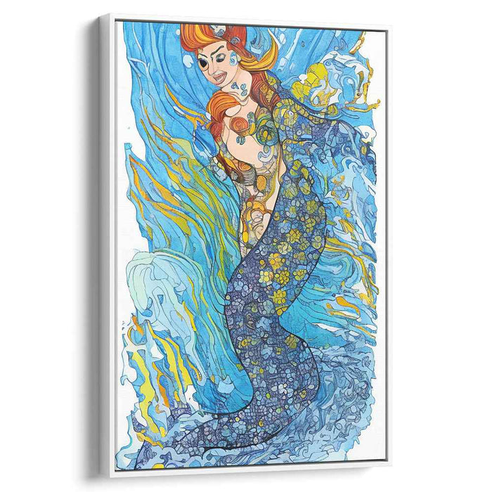 Enchanted Waters: Art Nouveau Mermaid Fantasy Canvas Art Print