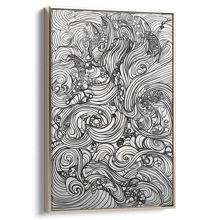 Mesmerizing Swirls: Intricate Monochrome Abstract Line Art Print