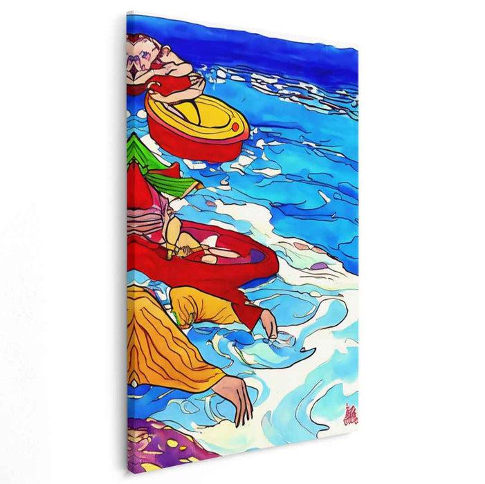 Serenity on the Sea: Colorful Coastal Life Canvas Art
