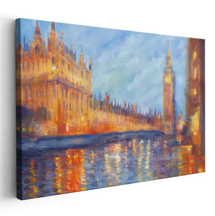 Luminous Cityscape Dreams: Impressionistic London Skyline Canvas Art