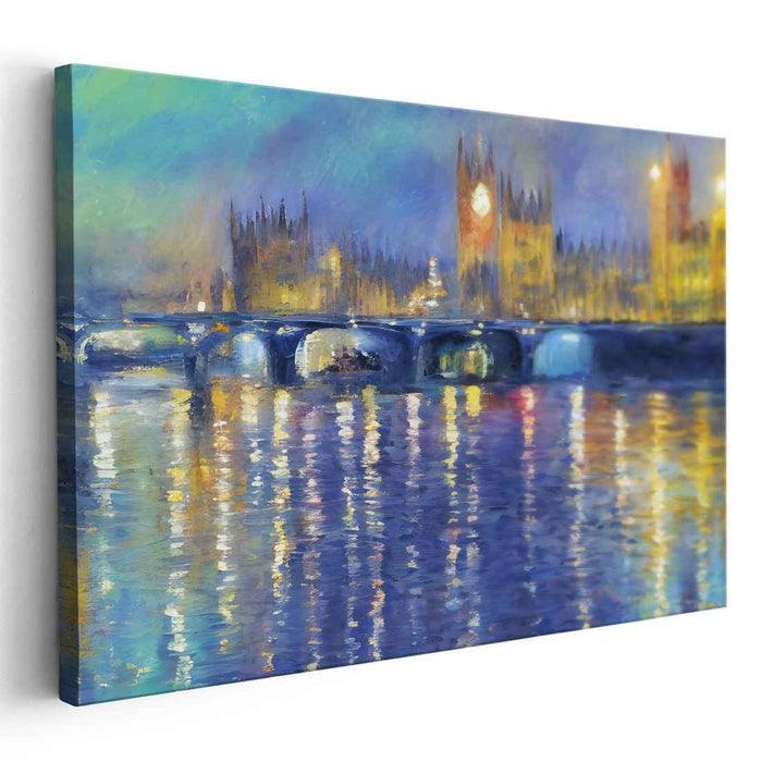 Twilight Stroll by Thames: Impressionist View of Westminster at Dusk