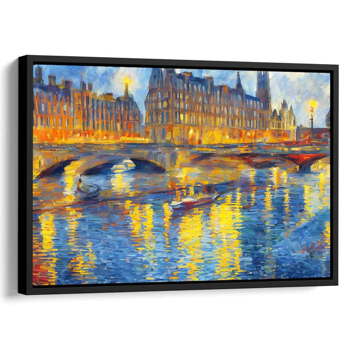 Ripple Symphony Echoes: Impressionist Cityscape by the River