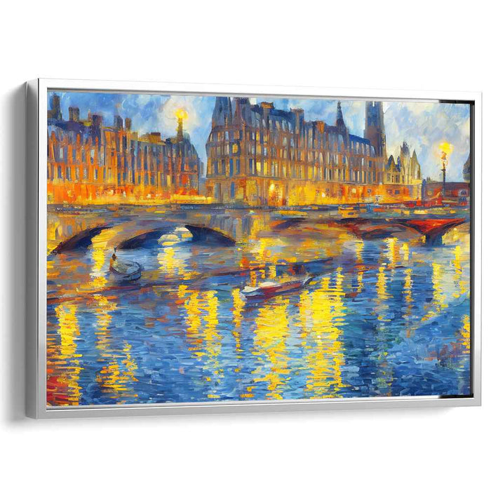 Ripple Symphony Echoes: Impressionist Cityscape by the River