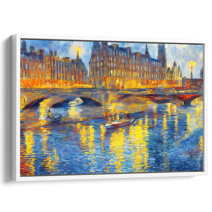Ripple Symphony Echoes: Impressionist Cityscape by the River