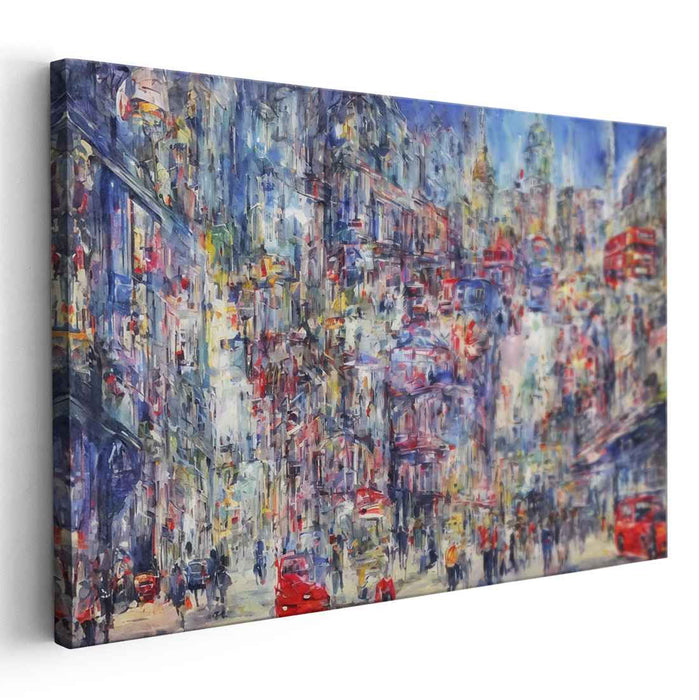 Pulse of City Streets: Vibrant Urban Life in Motion Canvas Art Print