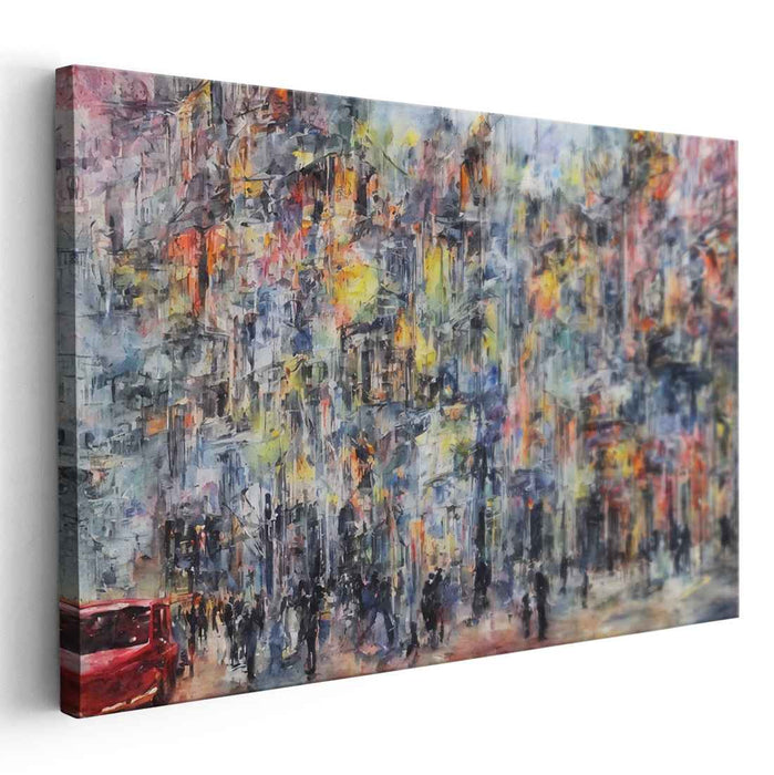 Urban Veil: Impressionist Cityscape in Vivid Colors Canvas Art