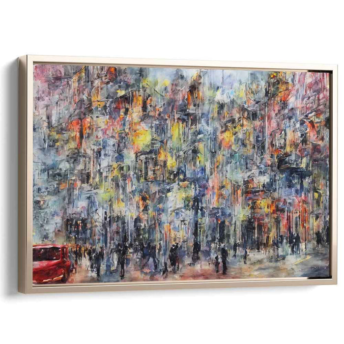 Urban Veil: Impressionist Cityscape in Vivid Colors Canvas Art