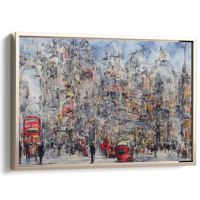 City Movements: Red Buses and Urban Flair Canvas Art Print