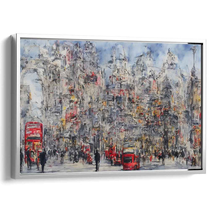City Movements: Red Buses and Urban Flair Canvas Art Print