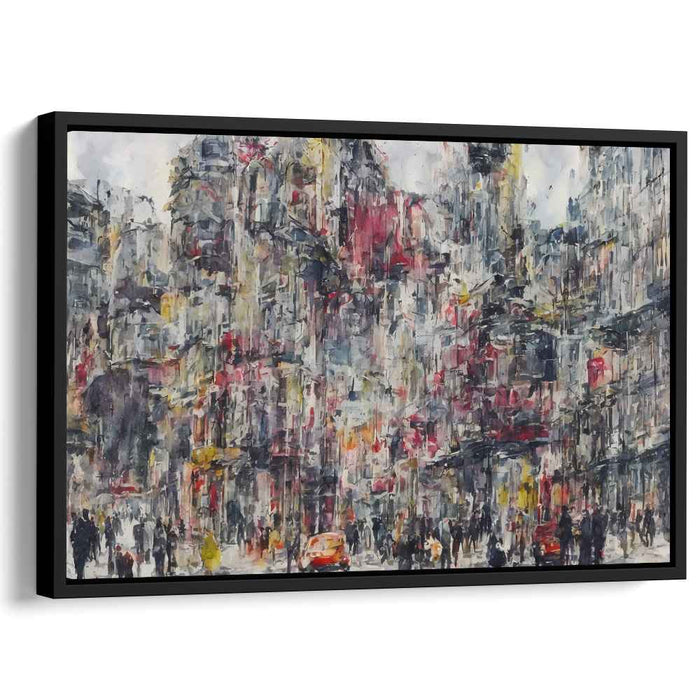 Urban Rhythm Reverie: Abstract Impressionist Cityscape Canvas Art Print