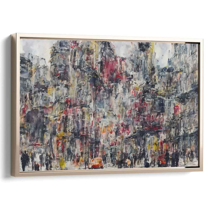 Urban Rhythm Reverie: Abstract Impressionist Cityscape Canvas Art Print