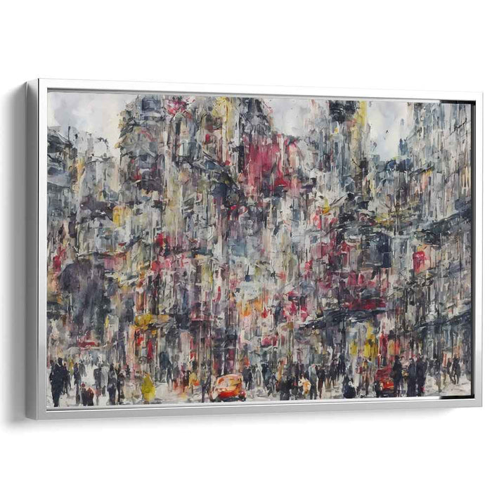 Urban Rhythm Reverie: Abstract Impressionist Cityscape Canvas Art Print