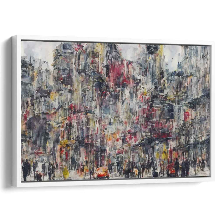 Urban Rhythm Reverie: Abstract Impressionist Cityscape Canvas Art Print