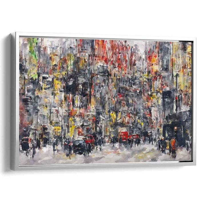 Urban Flames Rise: Dynamic Cityscape in Red and Yellow