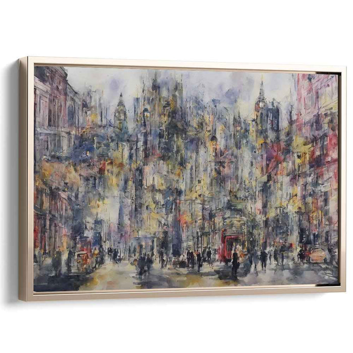 Cityscape Mirage Paint Splatter: Watercolor Urban Dream Canvas Art